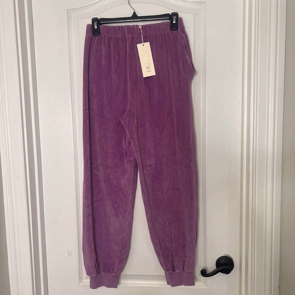 Suzie Kondi‎ Womens Velour High Rise Pocket Pants Sweatpants Lavender Size Small